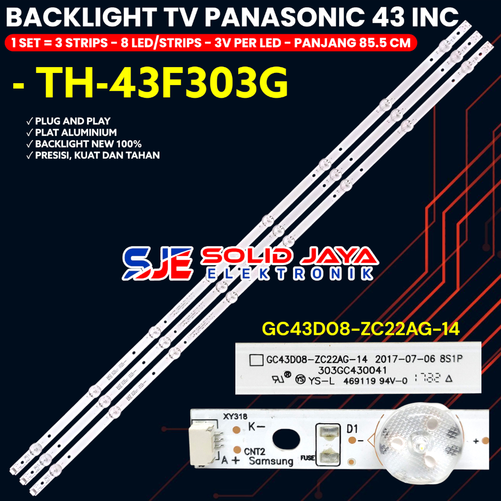 PANASONIC 43 นิ้ว LED TV BACKLIGHT TH-43F303G 43F303G 43F303 43F GC43D08-ZC22AG-17
