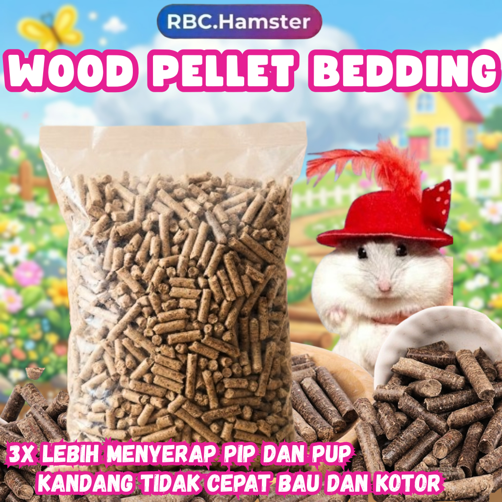 RBC WOOD PELLET BEDDING CAGE BEDDING WOODEN PELLET HAMSTER, MINI GRASS, RABBIT ANIMALS 1KG/500G