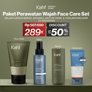 [KAHF BUNDLE 4IN1 PAKET PERAWATAN WAJAH] Paket Face Care Expert Complete Kit (Face Wash + Toner + Serum + Sunscreen Moisturizer) - Wajah Cerah Bebas Jerawat, Anti Ketarik, & Terlindungi dari UV Seharian - Suitable for Daily Use & Sensitive Skin