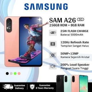 Samsung A26 5G (256GB+8GB) Layar 6,7 inci 120Hz, Video 4K, Kamera AI 50+13MP, Baterai 5000mAh