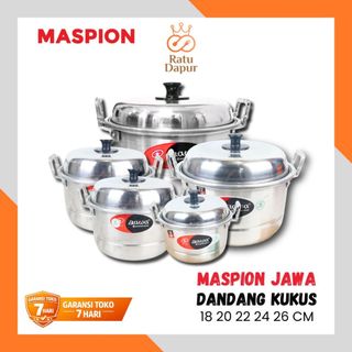 Maspion Jawa Dandang Kukus Ekonomi Aluminium  18 20 22 24 26 cm Panci Langseng Kukus + Sarangan - LIVE - RD
