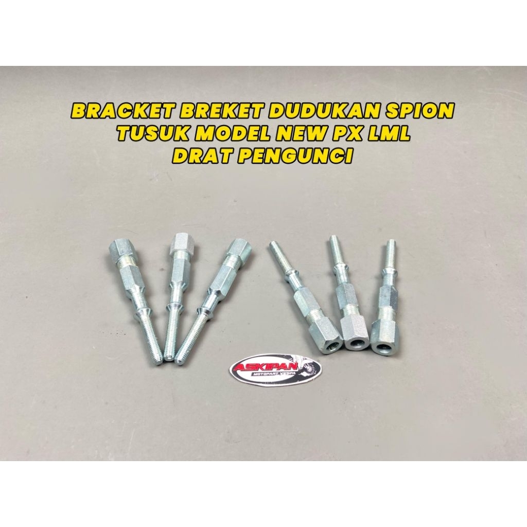 NEW PX LML MODEL MIRROR MOUNTING BRACKET พร้อมล็อคการอ่าน ชุดสําหรับ VESPA NEW PX LML EXCEL รุ่น VICMA DSB. สามารถใช้งานได้สําหรับ EURO RMS VICMA DANMOTOR ETC โมเดลกระจกเงา 
ระบบล็อคน็อต
