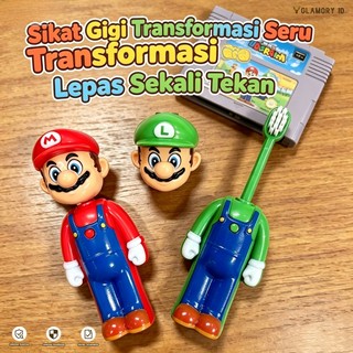 Mainan Sikat Gigi Anak Bisa Meregang Super Mario - Fitur Tekan untuk Meregang, Membuat Anak Senang Gosok Gigi, Hadiah Sempurna untuk Usia 3-6 Bahan Aman, Cocok untuk Sehari-hari