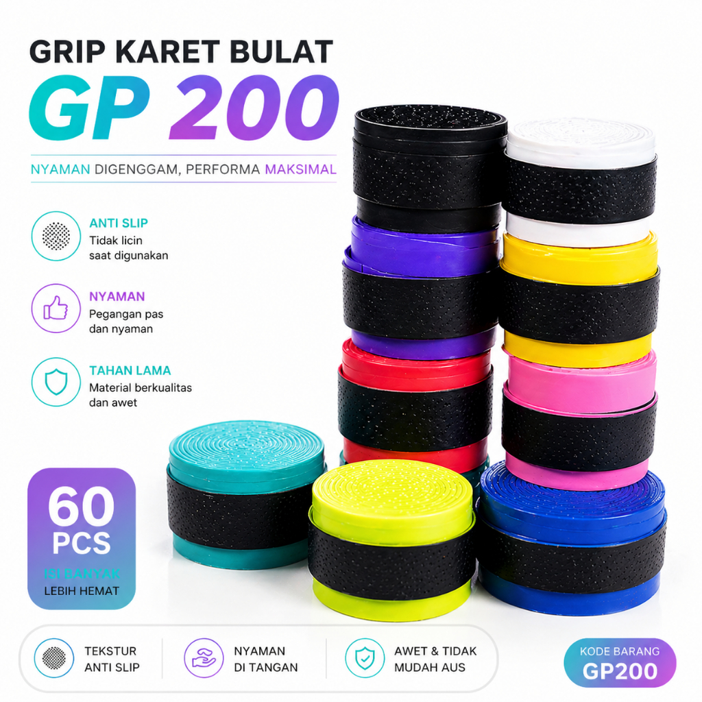LG 500 GP200 GP 200 ใหม่ ANTI-SLIP BADMINTON CKET RUBBER ROUND GRIP