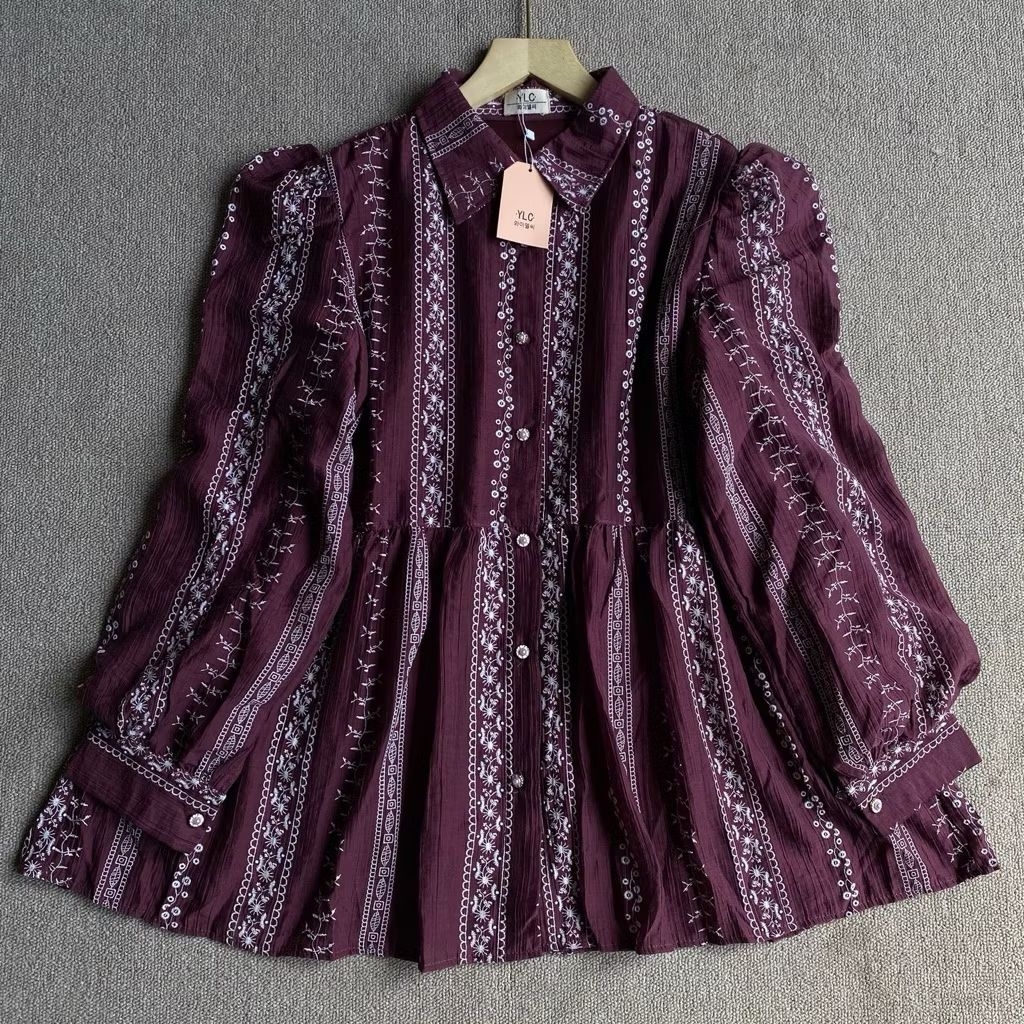 KATUN เสื้อ Gamila ผ้าฝ้ายพรีเมี่ยม YLC เบอร์กันดี