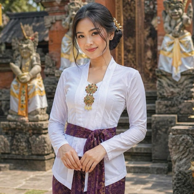 พร้อม Vanessa kebaya แบบไม่มีกระดุม / แขนยาว Balinese kebaya