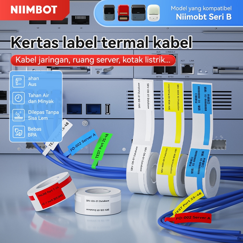 Niimbot B1/B21/B31 ป้ายสายเคเบิลสติ๊กเกอร์สําหรับลงนามและการจําแนกสายเคเบิลเครือข่าย