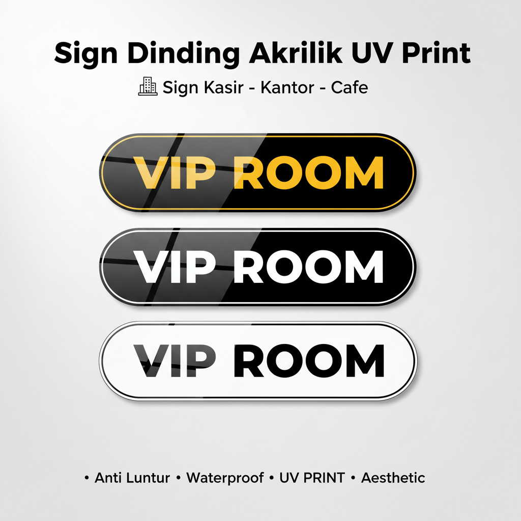 กระดานอะคริลิคอะคริลิค UV พิมพ์ VIP ROOM ป้ายอะคริลิค Cafe Resto Office SAUV88