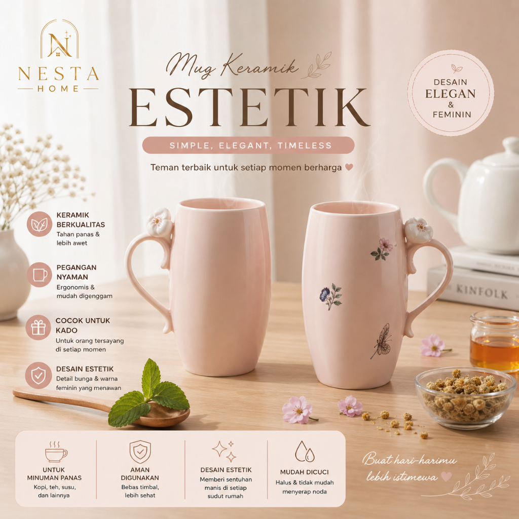 [NESTA HOME] แก้วเซรามิคสุนทรียศาสตร์ | ของขวัญมินิมอล ถ้วยชาเซรามิก