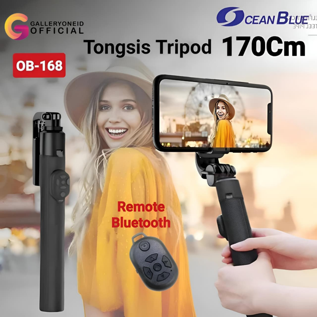 Tongsis ขาตั้งกล้อง Content Creator Remote Shutter OB168 170 ซม.ขาตั้ง HP แบบปรับได้ Oceanblue