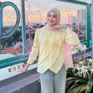 Kaluna Blouse Atasan Wanita Linen Layering Kekinian Lengan Panjang Premium