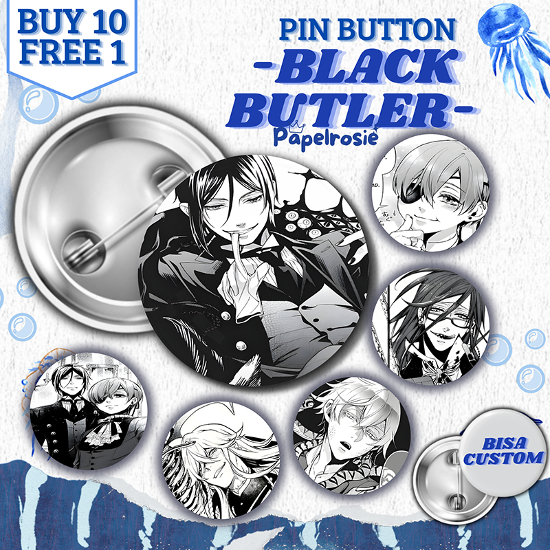 PIN BUTTON BLACK BUTLER MANGA | AESTHETIC BLACK BUTLER MANGA ROUND PIN รุ่น 44 MM
