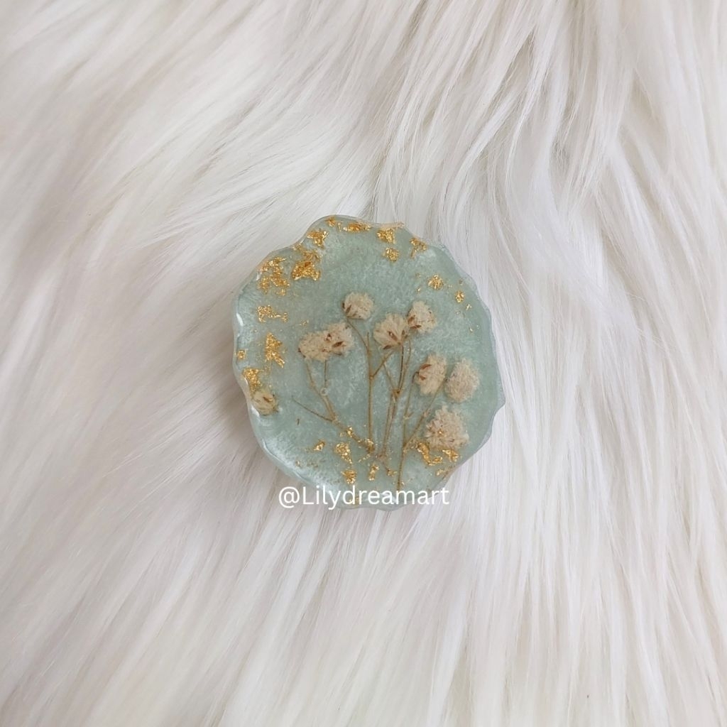 Pop Socket/Pop Holder เรซิ่น Art Pressed Flower