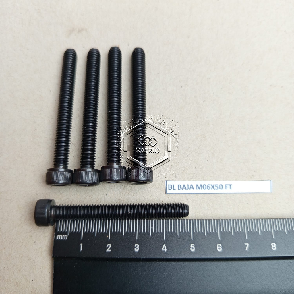 BOLT L M6X50 (5CM) STEEL FULL THREAD 10 BOLT L STEEL M6 X 50 GRADE 12.9 / BOLT L STEEL M6 LENGTH 5 C