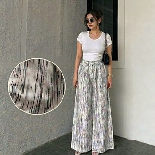 Everday Pants - Stripe Pants Motif Abstrak - Celana Panjang Wanita Baggy Kantor Kuliah - Kulot Pinstripe - Celana Kulot Highwaist Wanita Stripe - Celana Formal