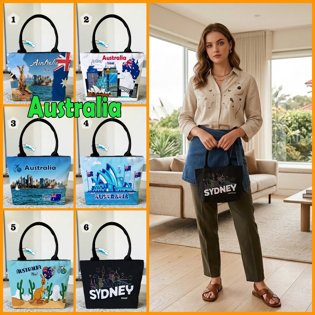 AUSTRALIAN THEME HAND BAG, RATTAN STRAP TENG BAG SOUVENIS 011