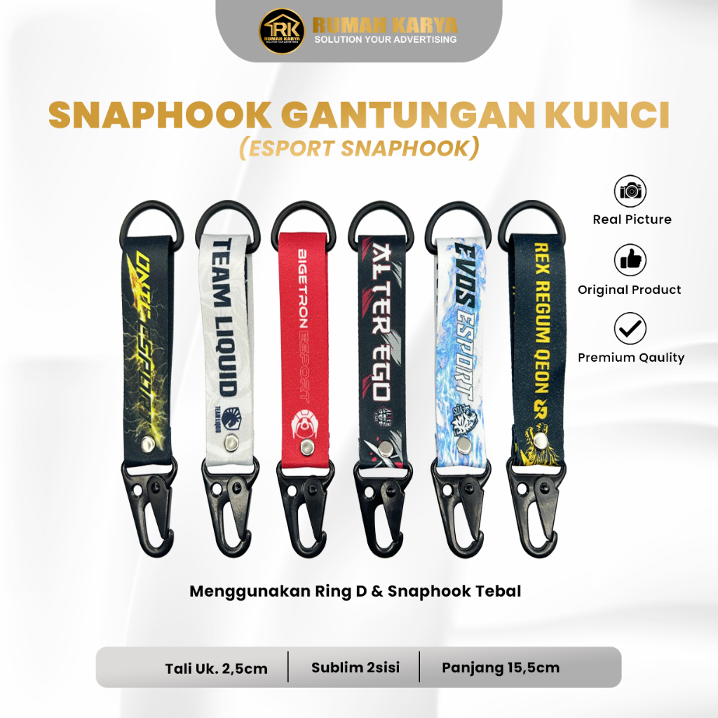 GANTUNGAN Snaphook Lanyard พวงกุญแจ Esport - พวงกุญแจเกม Esport สีเต็มสายเนื้อเยื่อ