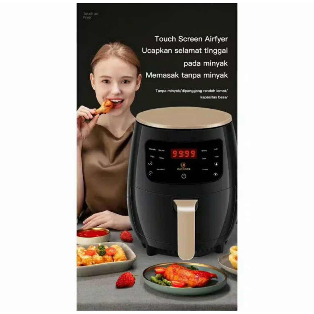 HAN RIVER HRAF02BK AIR FRYER 4.5L เครื่องมือทอดไฟฟ้าไฟฟ้าพร้อมน้ํามันออก