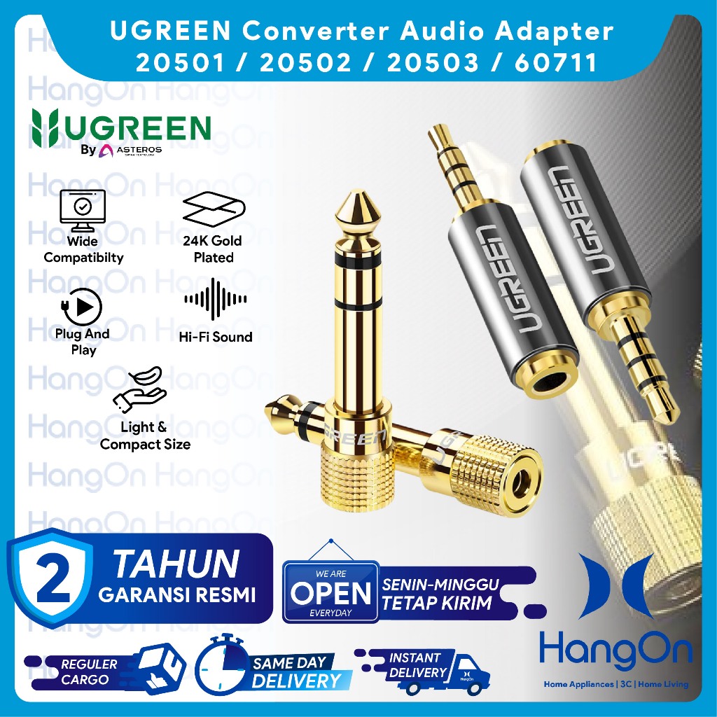 UGREEN ยูกรีน 20501 / 20502 / 20503 / 60711 แปลงอะแดปเตอร์เสียงแจ็คชายหญิง 2.5 มม.ถึง 3.5 มม. ถึง 2.