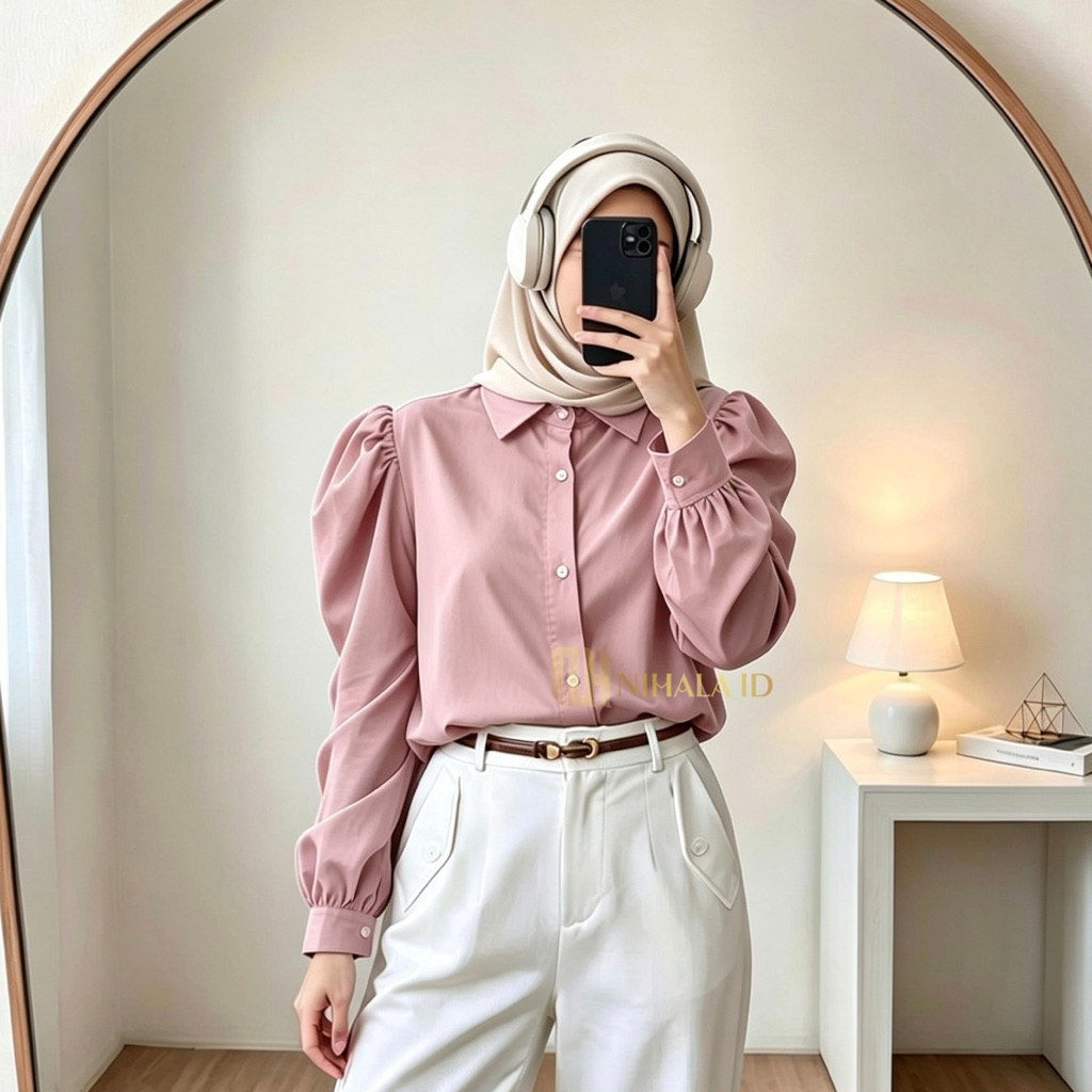 KATUN KEMEJA Puffy Blouse Shirt Womens Top Toyobo Cotton Size SML XL XXL