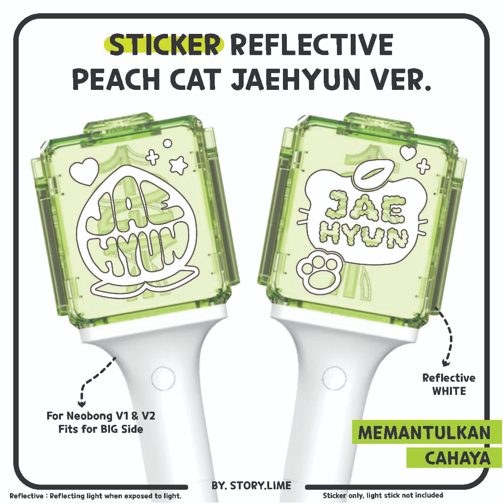 สติ๊กเกอร์ Deco สะท้อนแสง NCT JAEHYUN PEACH & CAT Kpop Decal สําหรับ NEOBONG/ Lighstick/ Phonecase/ Laptop/ Notebook By. เรื่องราว.ไลม์