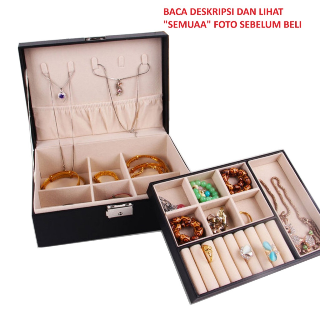 PANORAMA (DIRTY REJECT) กล่องเครื่องประดับ 2 ชั้นพร้อมกุญแจ L160 Travel เครื่องประดับต่างหูสร้อยคอแห