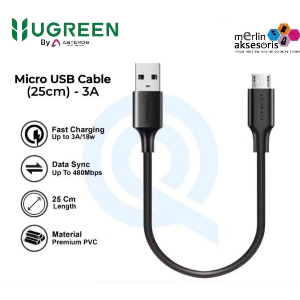 Ugreen สายชาร์จข้อมูล micro USB 25 ซม. 60134 ชาร์จเร็ว