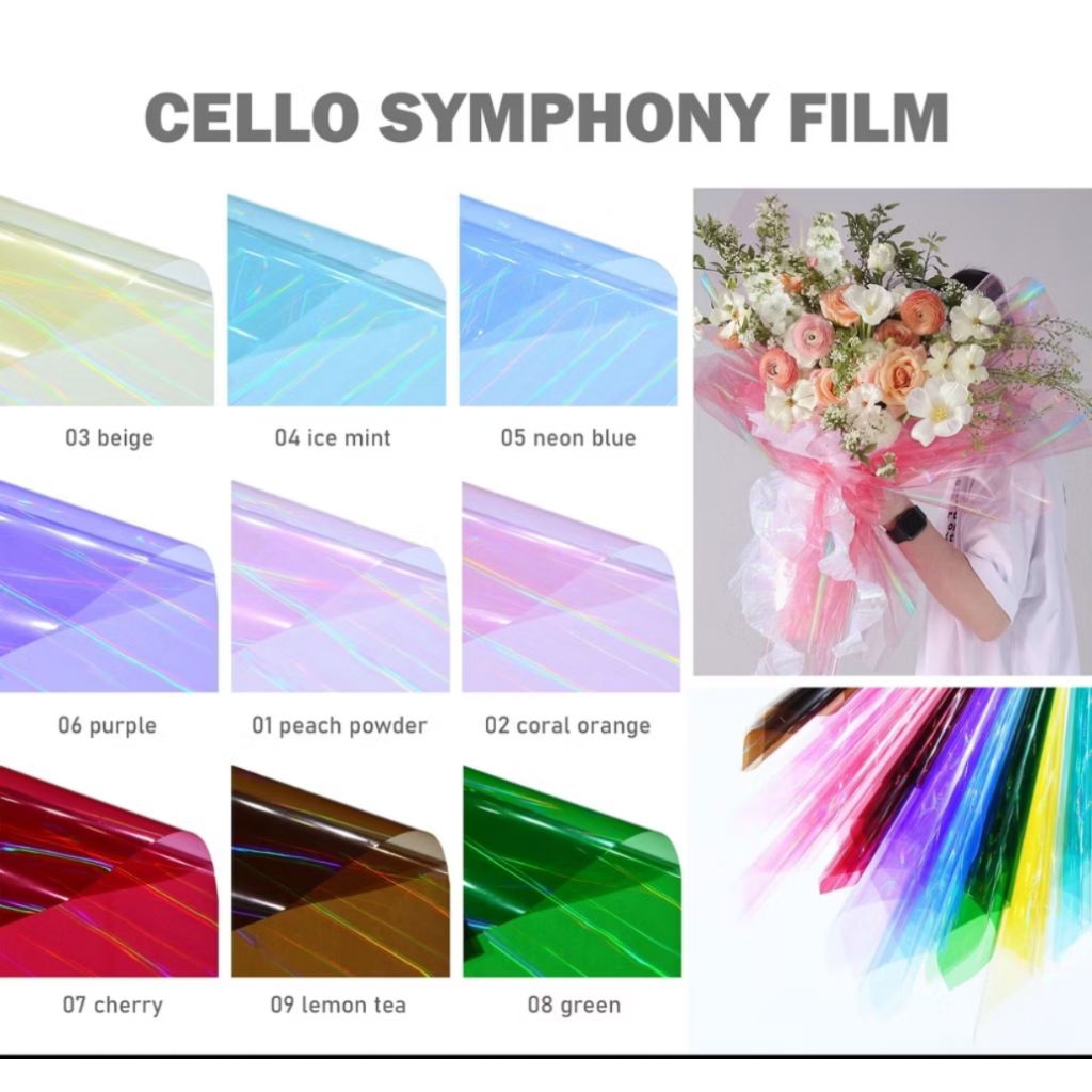 (Per Sheet) Symphony Bouquet Paper Film Wrapping Holo Rainbow Bouquet Paper
