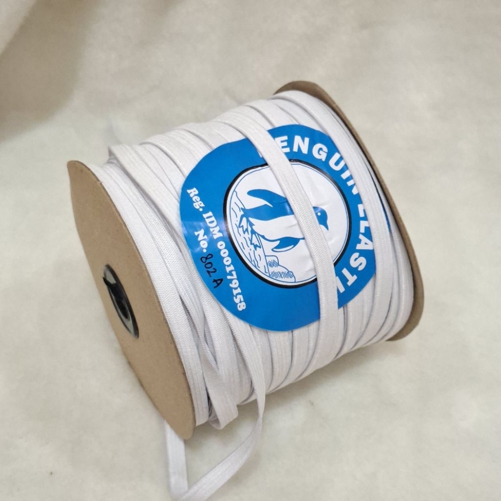 PENGUIN ELASTIC RUBBER P802A / ยาง ELASTIC 8mm / ยาง PENGUIN 0.8cm (1 ม้วน)