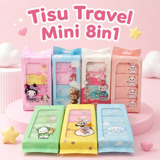 ACE - Tisu Basah Travel Mini Motif Lucu 8in1 Tisu Basah Mini Tissue Karakter 1 pack isi 8 pcs , 1 pcs isi 8 lembar G08