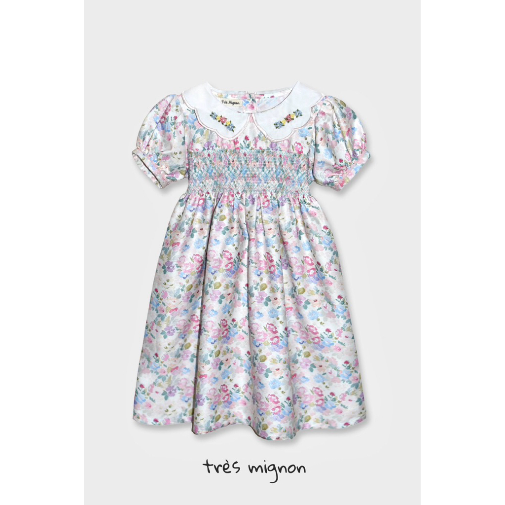 Tres Mignon - Nina Smock Dress สําหรับเด็กผู้หญิงอายุ 1-8 ปี Classic Vintage Premium
