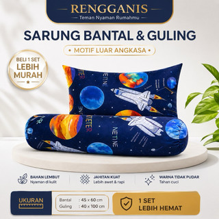 Sarung Bantal & Guling Premium paket 1 set Motif unik menarik | Lembut Adem Tidak Luntur | RENGGANIS
