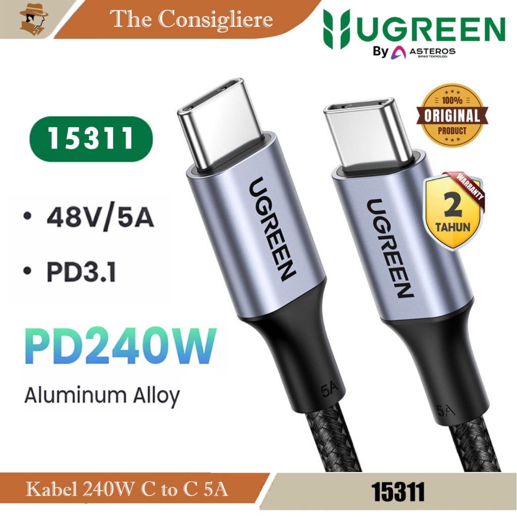 UGREEN PD240W / 5A C to C สายไนลอน 1M 15311 Type C ถึง Type C 240W 100W 60W