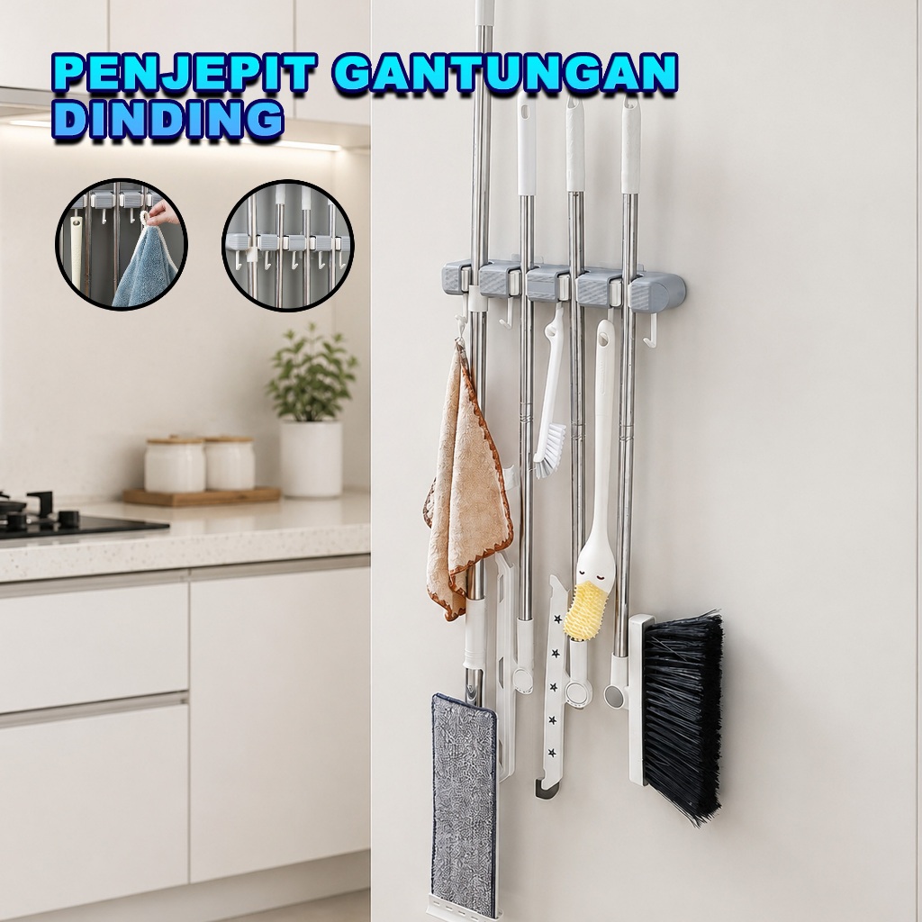 GANTUNGAN Mop Broom Clamp Hook Holder Multipurpose Wall Hanger Clamp ล่าสุด WM-9