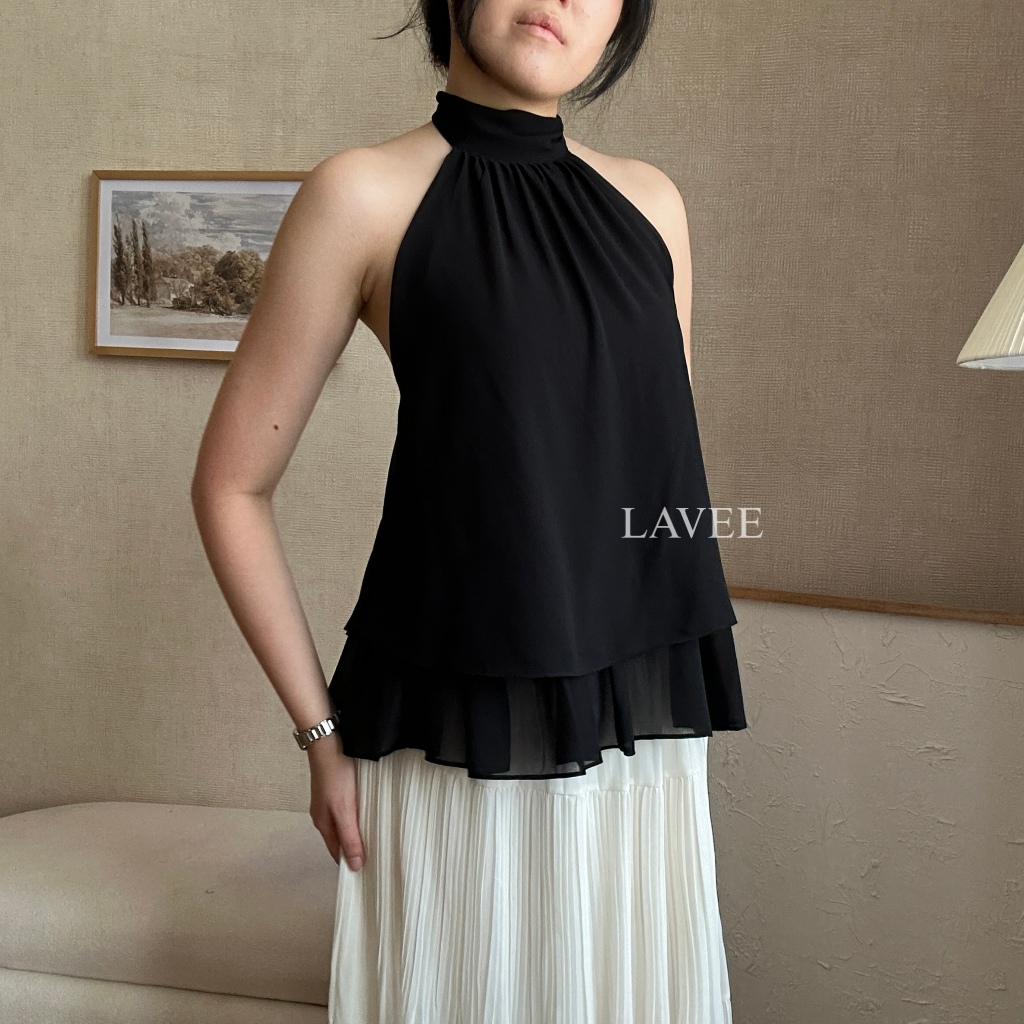 LAVEE - Aluna Top / Womens Halter Flowy Backless Top - เสื้อสตรี