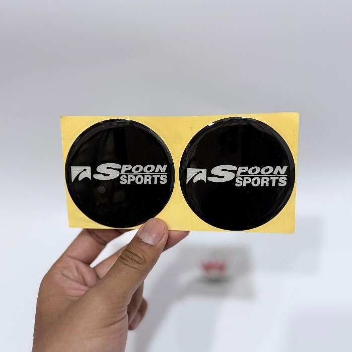 SPOON SPORTS สีดําและสีขาวล้อ Hub Cap สติกเกอร์สัญลักษณ์ / SPOON SPORTS โลโก้สติกเกอร์นูนรถ Rim Hub 