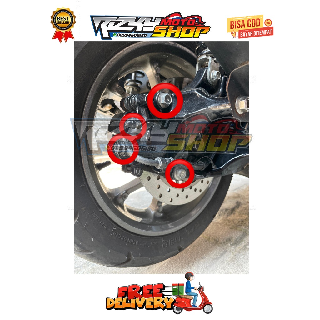 AEROX NMAX N-MAX OLD NEW NEO LEXI TURBO - REAR CALIPER BRAKE BRACKET BANJO NEPEL TOJOSAN WHEEL AXLE 