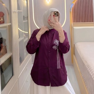 Kemeja Blouse Atasan Wanita Rayon Twill Premium Bordir Tangan 7/8 Fashion Wanita Terbaru