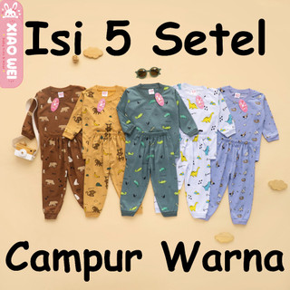 (ISI 5 SETEL) Setelan Anak Bayi Laki Laki Tartan Zoo / Baju Bayi Laki Laki / Baju Anak Laki Laki / Baju Anak Anak / Kaos Anak Laki Laki/ Baju Anak 0 - 4 Tahun Xiao Wei Baby & Kids Wear