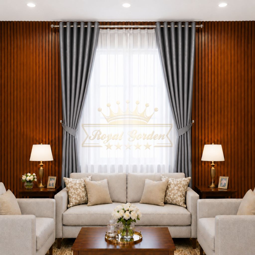 Minimalist Blackout ผ้าม่านหน้าต่างนําเข้าความงามห้องนั่งเล่น Divider Gullit Smokring ผ้าม่าน
