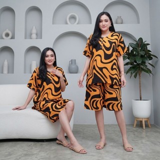 Prass Official -  Setelan Rayon Kulot Jumbo LD 115 Baju tidur santai - Lengan Pendek Kancing Depan