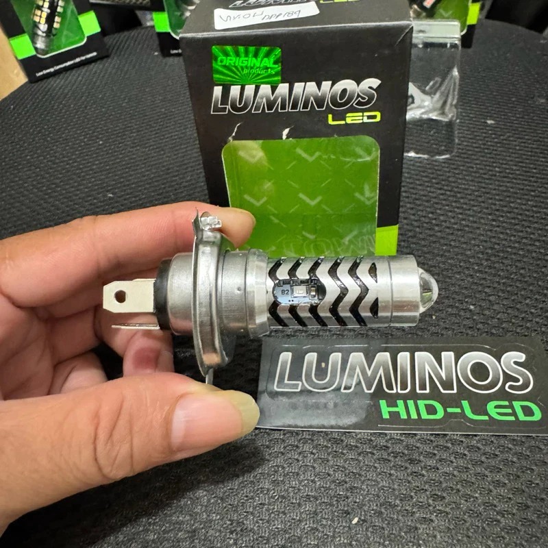 Luminos Lights ไฟหน้ารถจักรยานยนต์ LS2 H4 LED รถจักรยานยนต์เลเซอร์ 2 สีและ Dusk Original DDP 184 ของ