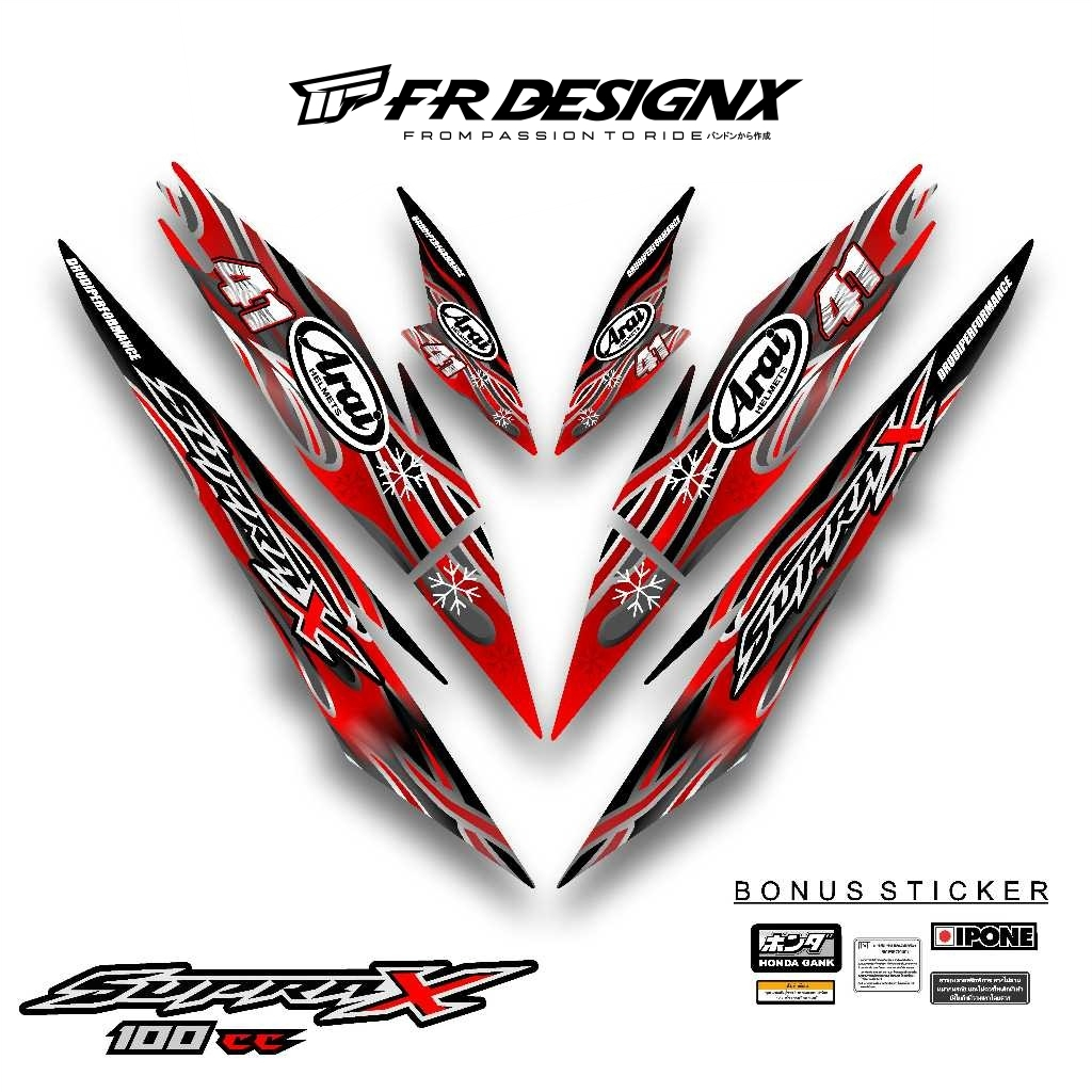 สติ๊กเกอร์ HONDA SUPRA X OLD DECAL STRIPING HAGA WSBK / FR DESIGNX MOTIF / แถบดัดแปลง