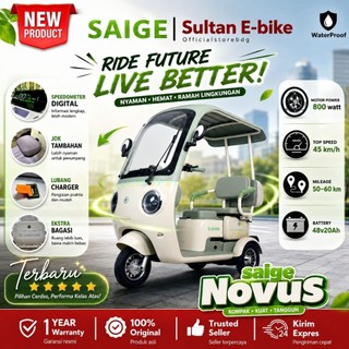 Sepeda listrik Roda 3 Saige Novus Terbaru ! 48v20Ah 800Watt Model Unik Bergaransi Siap kirim