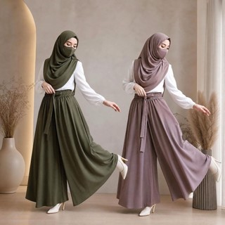 Kulot panjang wanita bahan wolfis / celana  kulot rempel woolpeach/ celana kerja / celana kuliah