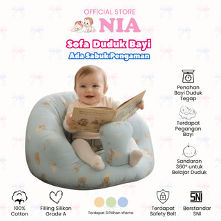 Sofa Duduk Bayi NIA Kursi Belajar Duduk Anak Tebal Adem Kaki Bulat + Sabuk Pengaman