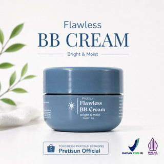 Pratisun Official Flawless BB Cream Bright & Moist 1 Pcs | BB Cream Wajah Cerah Lembap & Ringan | Netto 8 Gram