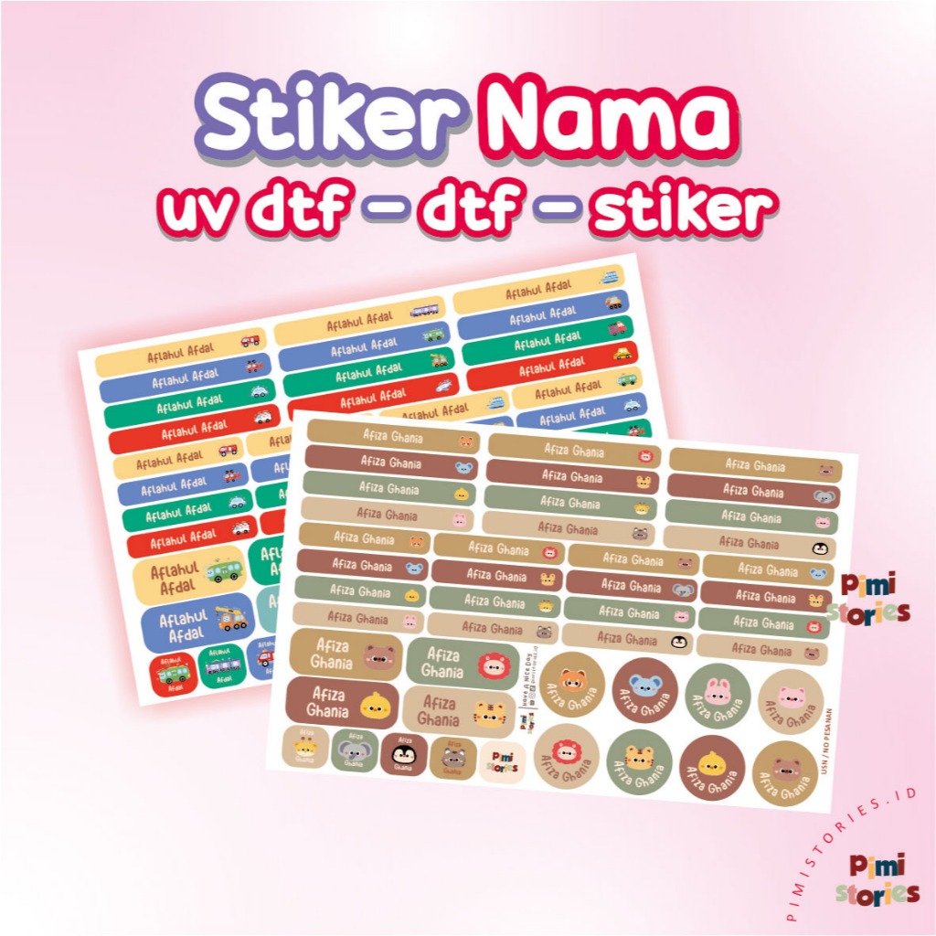 CHILDRENS NAME STICKERS - TEXTBOOK STICKERS - น่ารัก - DTF UV BALLPOINT STATIONERY - ไฟฟ้าหน้าจอพิมพ