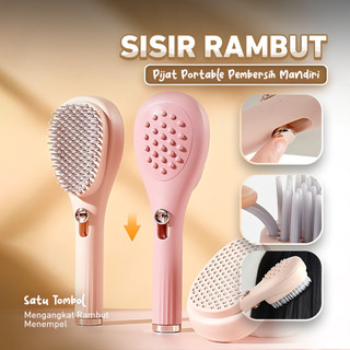 Sisir Rambut Pijat Portabel Pembersih Mandiri / Sisir Rambut Wanita Magic Comb / Pembersih Rambut Rontok Otomatis / Hair Style Anti Kusut