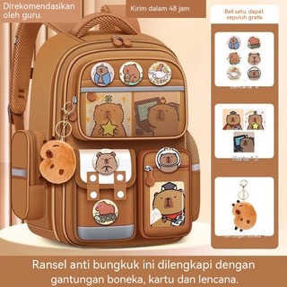 [DOTDING] Ransel Sekolah Anti Pegal Kapasitas Besar 30L - Tahan Air & Ergonomis untuk Anak SD-SMP  Warna Hitam Biru Merah/New Style Capybara Backpack Spinal Protection Load Reduction Capacity Bag for Student Back to School Stationery Supplies H711